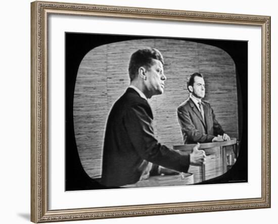 2nd Televised Debate Between Richard M. Nixon and John F. Kennedy-Paul Schutzer-Framed Photographic Print