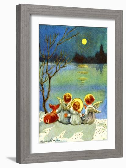 3 Angels and a Deer Looking Across Water at the Moon, National Museum of American History-null-Framed Art Print