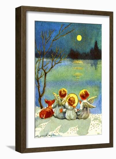 3 Angels and a Deer Looking Across Water at the Moon, National Museum of American History-null-Framed Art Print