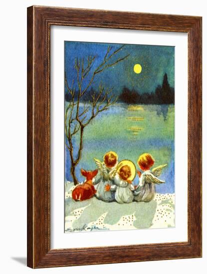 3 Angels and a Deer Looking Across Water at the Moon, National Museum of American History-null-Framed Art Print