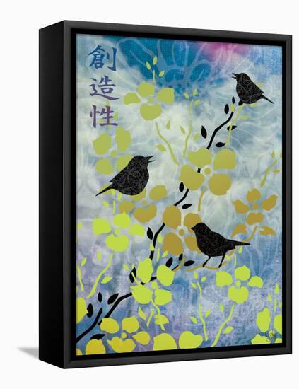 3 Birds Asian Nights-Bee Sturgis-Framed Stretched Canvas