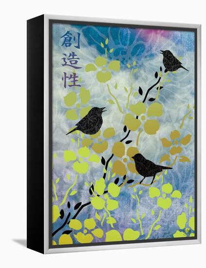 3 Birds Asian Nights-Bee Sturgis-Framed Stretched Canvas