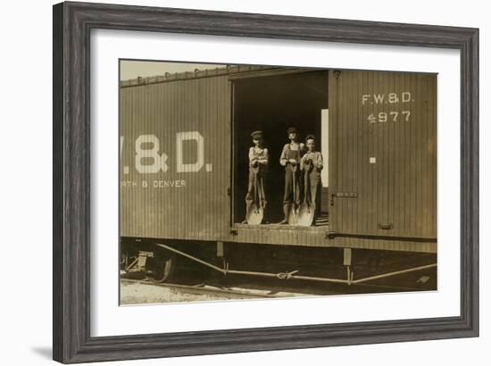 3 Boys in Box Car-null-Framed Art Print