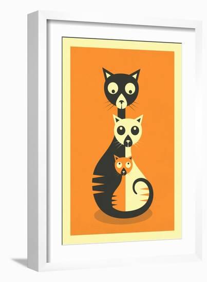 3 Cats-Jazzberry Blue-Framed Art Print