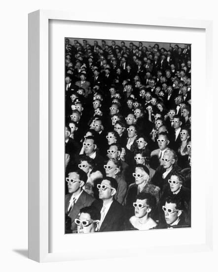 3-D Movie Viewers during Opening Night of "Bwana Devil"-J^ R^ Eyerman-Framed Premium Photographic Print