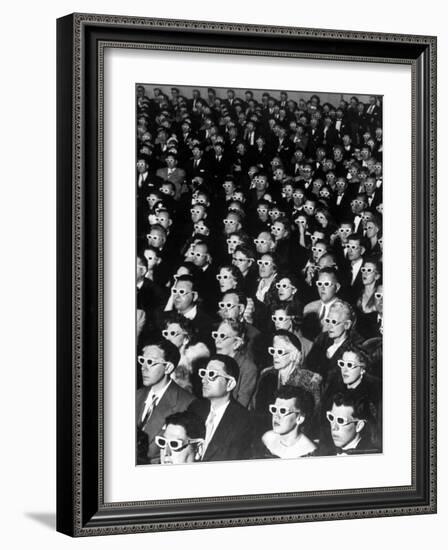 3-D Movie Viewers during Opening Night of "Bwana Devil"-J^ R^ Eyerman-Framed Premium Photographic Print