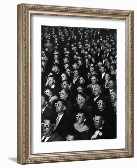 3-D Movie Viewers during Opening Night of "Bwana Devil"-J^ R^ Eyerman-Framed Premium Photographic Print