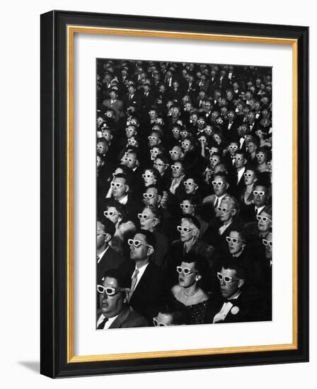 3-D Movie Viewers during Opening Night of "Bwana Devil"-J^ R^ Eyerman-Framed Premium Photographic Print