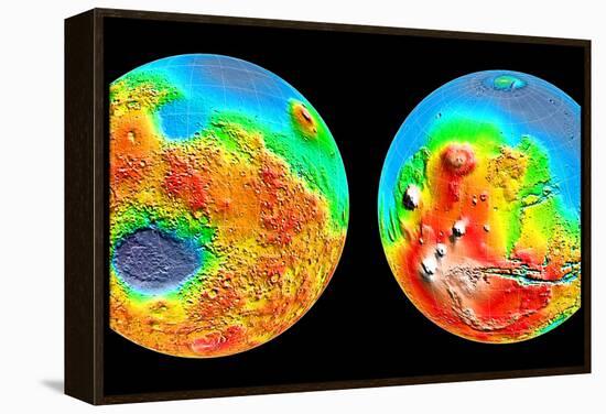 3-D Topography of Mars-null-Framed Premier Image Canvas