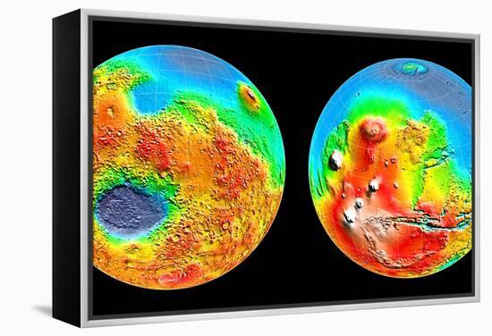 3-D Topography of Mars-null-Framed Premier Image Canvas
