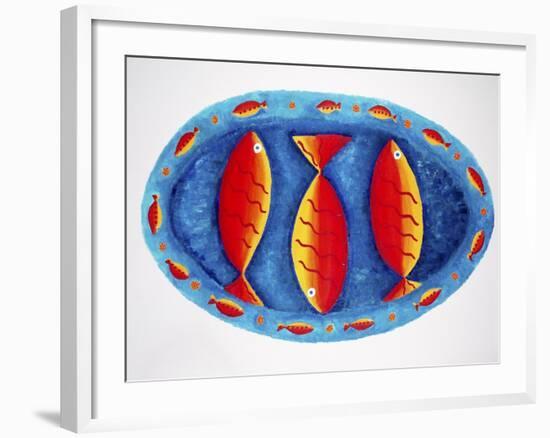 3 Fish on a Plate, 2004-Julie Nicholls-Framed Giclee Print