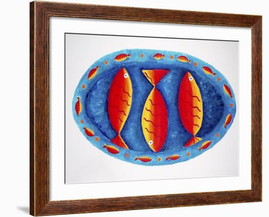 3 Fish on a Plate, 2004-Julie Nicholls-Framed Giclee Print