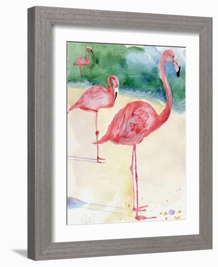 3 Flamingos-sylvia pimental-Framed Art Print