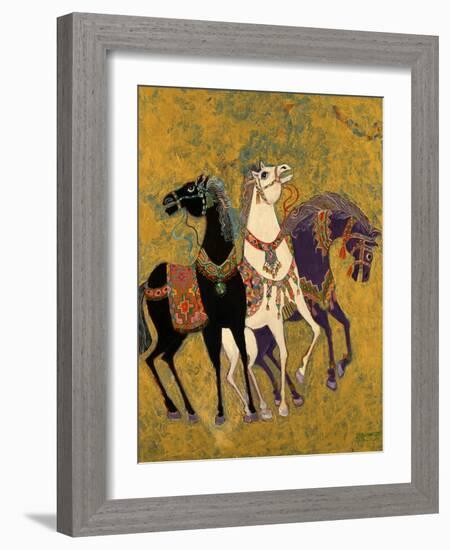 3 Horses, 1975-Laila Shawa-Framed Giclee Print