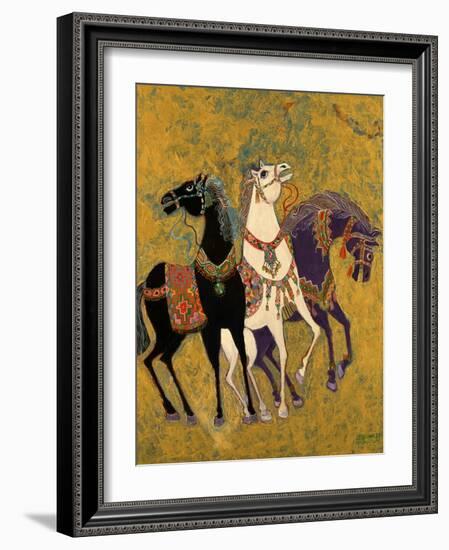 3 Horses, 1975-Laila Shawa-Framed Giclee Print