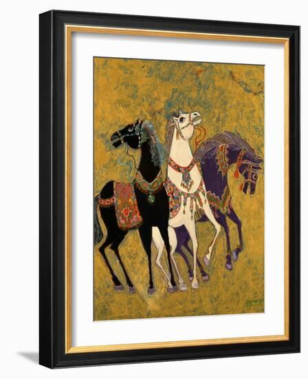 3 Horses, 1975-Laila Shawa-Framed Giclee Print