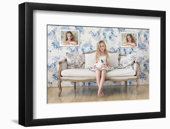3 Little Girls and a White Rabbit-Victoria Ivanova-Framed Photographic Print