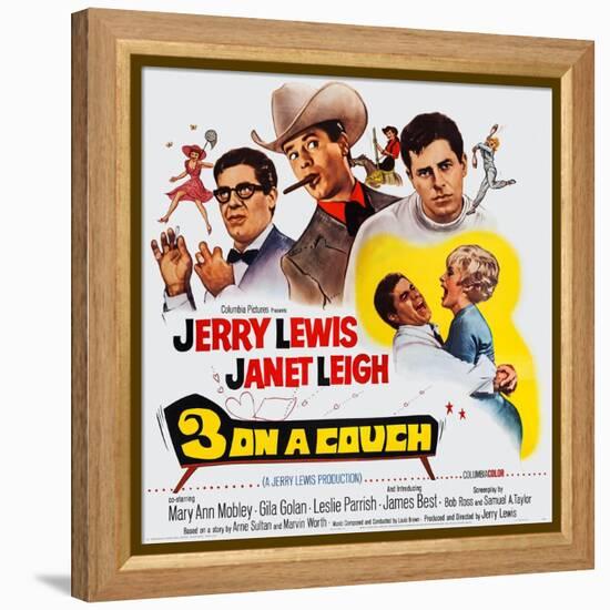 3 on a Couch, (Aka Three on a Couch), from Left: Jerry Lewis, Janet Leigh, 1966-null-Framed Stretched Canvas