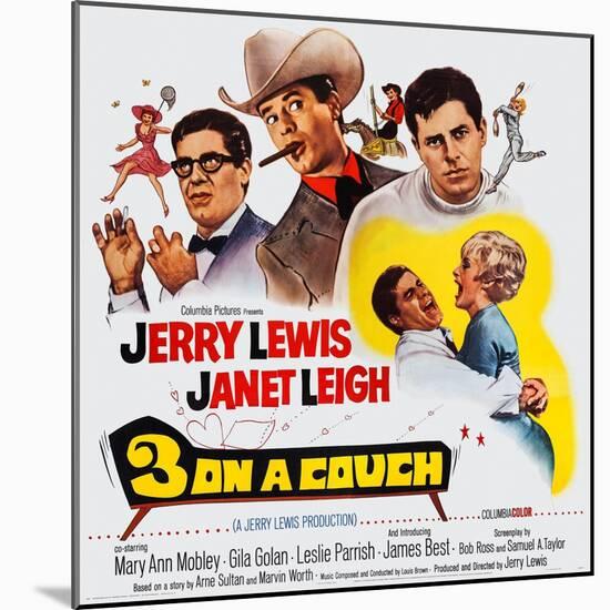 3 on a Couch, (Aka Three on a Couch), from Left: Jerry Lewis, Janet Leigh, 1966-null-Mounted Art Print