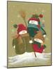 3 Snowmen Wearing Scarves and Jackets 1 Holding a Broom-Beverly Johnston-Mounted Giclee Print
