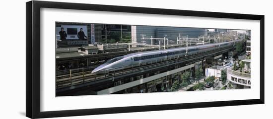 300 Series Shinkansen Train Leaving Railroad Station, Tokyo Prefecture, Kanto Region, Honshu, Japan-null-Framed Photographic Print