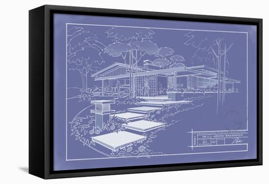 301 Cypress Dr. Blueprint - Inverse-Larry Hunter-Framed Premier Image Canvas