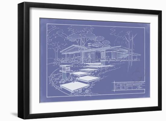 301 Cypress Dr. Blueprint - Inverse-Larry Hunter-Framed Giclee Print