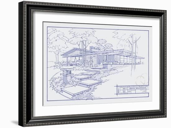 301 Cypress Dr. Blueprint-Larry Hunter-Framed Giclee Print