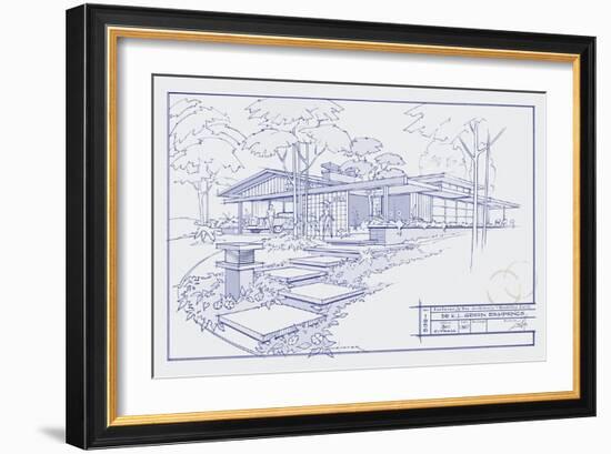 301 Cypress Dr. Blueprint-Larry Hunter-Framed Giclee Print