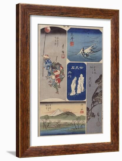 32ème vue : Araï ; 33ème vue : Shirasuka ; 34ème vue : Futakawa ; 35ème vue-Ando Hiroshige-Framed Giclee Print