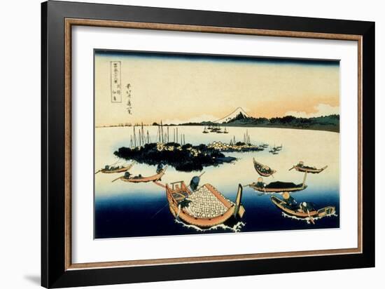 36 Views of Mount Fuji, no. 12: Tsukada Island in the Musashi Province-Katsushika Hokusai-Framed Giclee Print