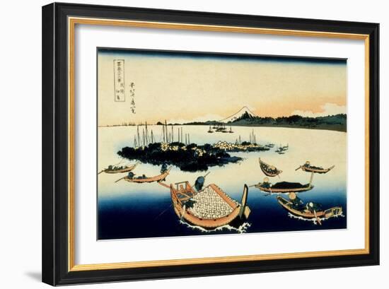 36 Views of Mount Fuji, no. 12: Tsukada Island in the Musashi Province-Katsushika Hokusai-Framed Giclee Print