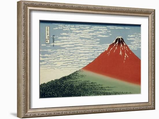 36 Views of Mount Fuji, no. 2: Mount Fuji in Clear Weather (Red Fuji)-Katsushika Hokusai-Framed Giclee Print