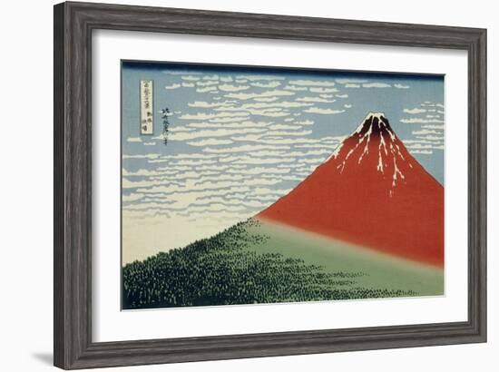 36 Views of Mount Fuji, no. 2: Mount Fuji in Clear Weather (Red Fuji)-Katsushika Hokusai-Framed Giclee Print