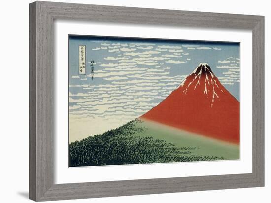 36 Views of Mount Fuji, no. 2: Mount Fuji in Clear Weather (Red Fuji)-Katsushika Hokusai-Framed Giclee Print