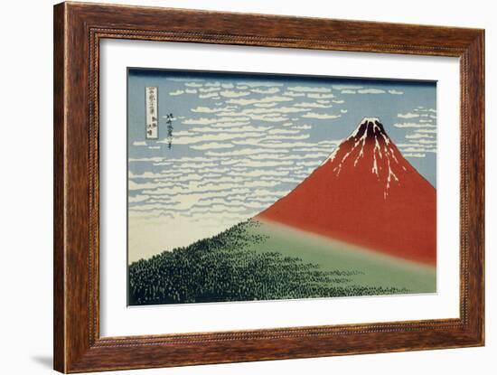 36 Views of Mount Fuji, no. 2: Mount Fuji in Clear Weather (Red Fuji)-Katsushika Hokusai-Framed Giclee Print