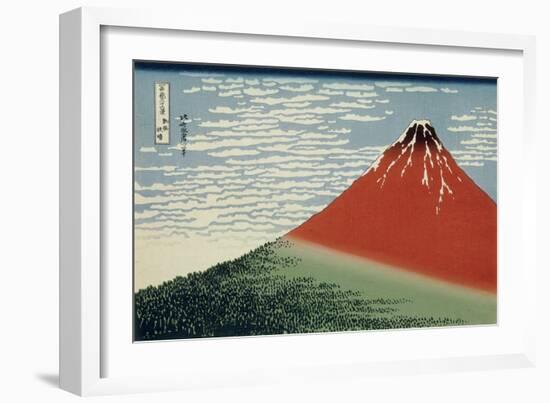 36 Views of Mount Fuji, no. 2: Mount Fuji in Clear Weather (Red Fuji)-Katsushika Hokusai-Framed Giclee Print