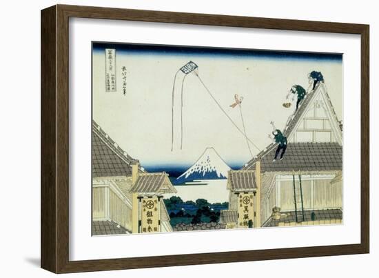 36 Views of Mount Fuji, no. 21: The Mitsui Shop on Suruga Street in Edo-Katsushika Hokusai-Framed Giclee Print