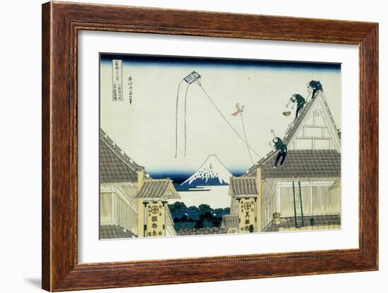 36 Views of Mount Fuji, no. 21: The Mitsui Shop on Suruga Street in Edo-Katsushika Hokusai-Framed Giclee Print