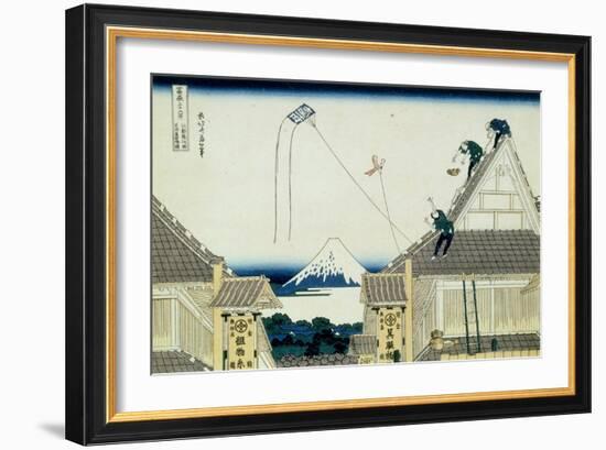 36 Views of Mount Fuji, no. 21: The Mitsui Shop on Suruga Street in Edo-Katsushika Hokusai-Framed Giclee Print