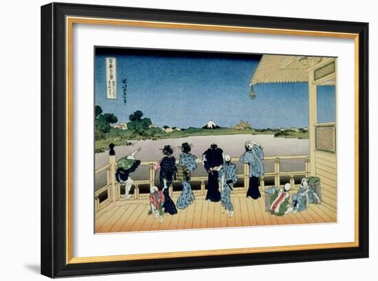 36 Views of Mount Fuji, no. 23: Sazai Hall at the Temple of 500 Rakans-Katsushika Hokusai-Framed Giclee Print