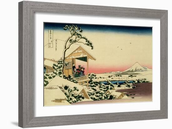 36 Views of Mount Fuji, no. 24: Tea House at Koishikawa (The Morning after a Snowfall)-Katsushika Hokusai-Framed Giclee Print