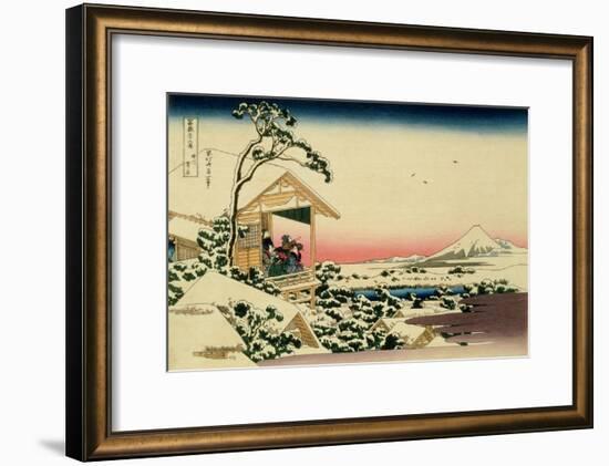 36 Views of Mount Fuji, no. 24: Tea House at Koishikawa (The Morning after a Snowfall)-Katsushika Hokusai-Framed Giclee Print