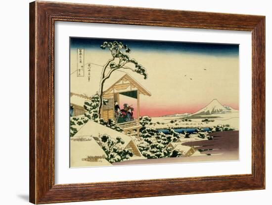 36 Views of Mount Fuji, no. 24: Tea House at Koishikawa (The Morning after a Snowfall)-Katsushika Hokusai-Framed Giclee Print