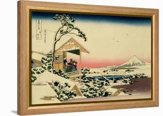 36 Views of Mount Fuji, no. 24: Tea House at Koishikawa (The Morning after a Snowfall)-Katsushika Hokusai-Framed Premier Image Canvas