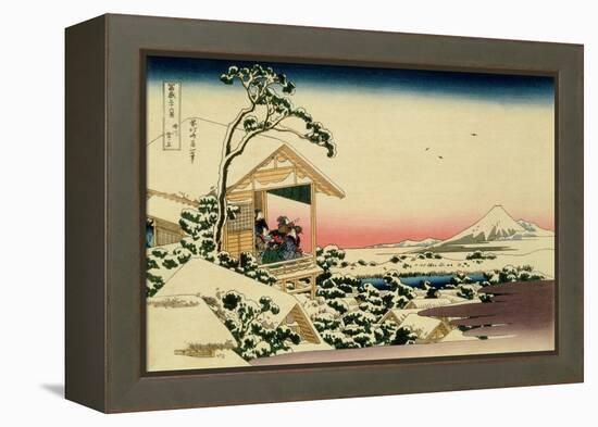 36 Views of Mount Fuji, no. 24: Tea House at Koishikawa (The Morning after a Snowfall)-Katsushika Hokusai-Framed Premier Image Canvas