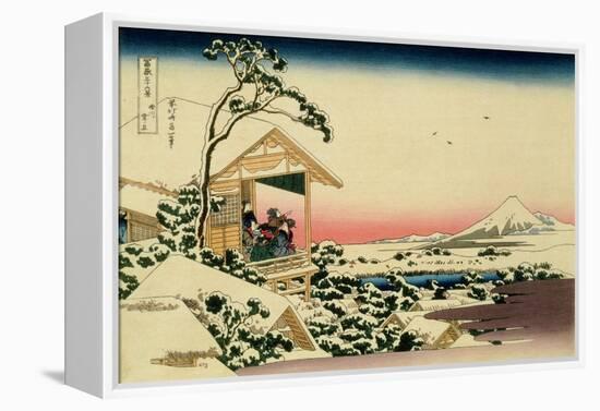 36 Views of Mount Fuji, no. 24: Tea House at Koishikawa (The Morning after a Snowfall)-Katsushika Hokusai-Framed Premier Image Canvas