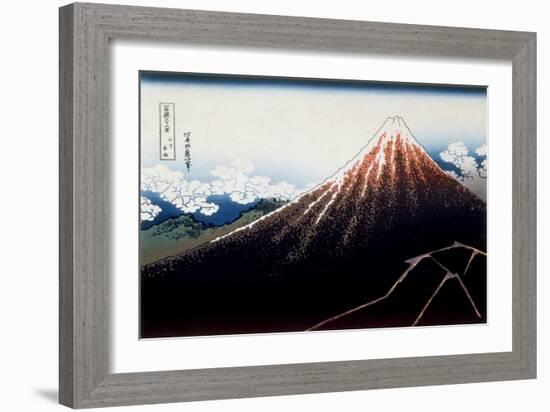 36 Views of Mount Fuji, no. 3: A Shower Below the Summit-Katsushika Hokusai-Framed Giclee Print