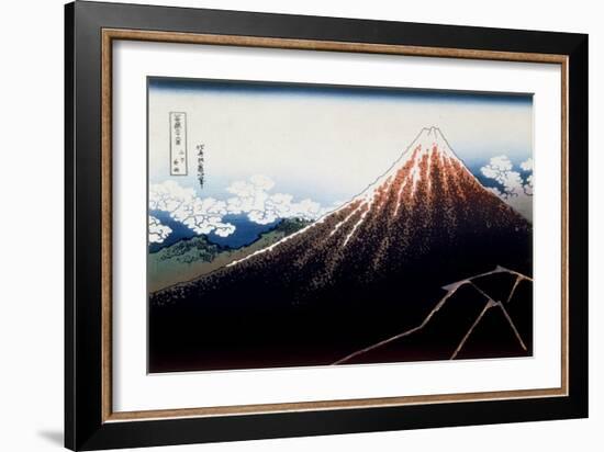 36 Views of Mount Fuji, no. 3: A Shower Below the Summit-Katsushika Hokusai-Framed Giclee Print