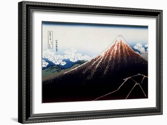 36 Views of Mount Fuji, no. 3: A Shower Below the Summit-Katsushika Hokusai-Framed Giclee Print